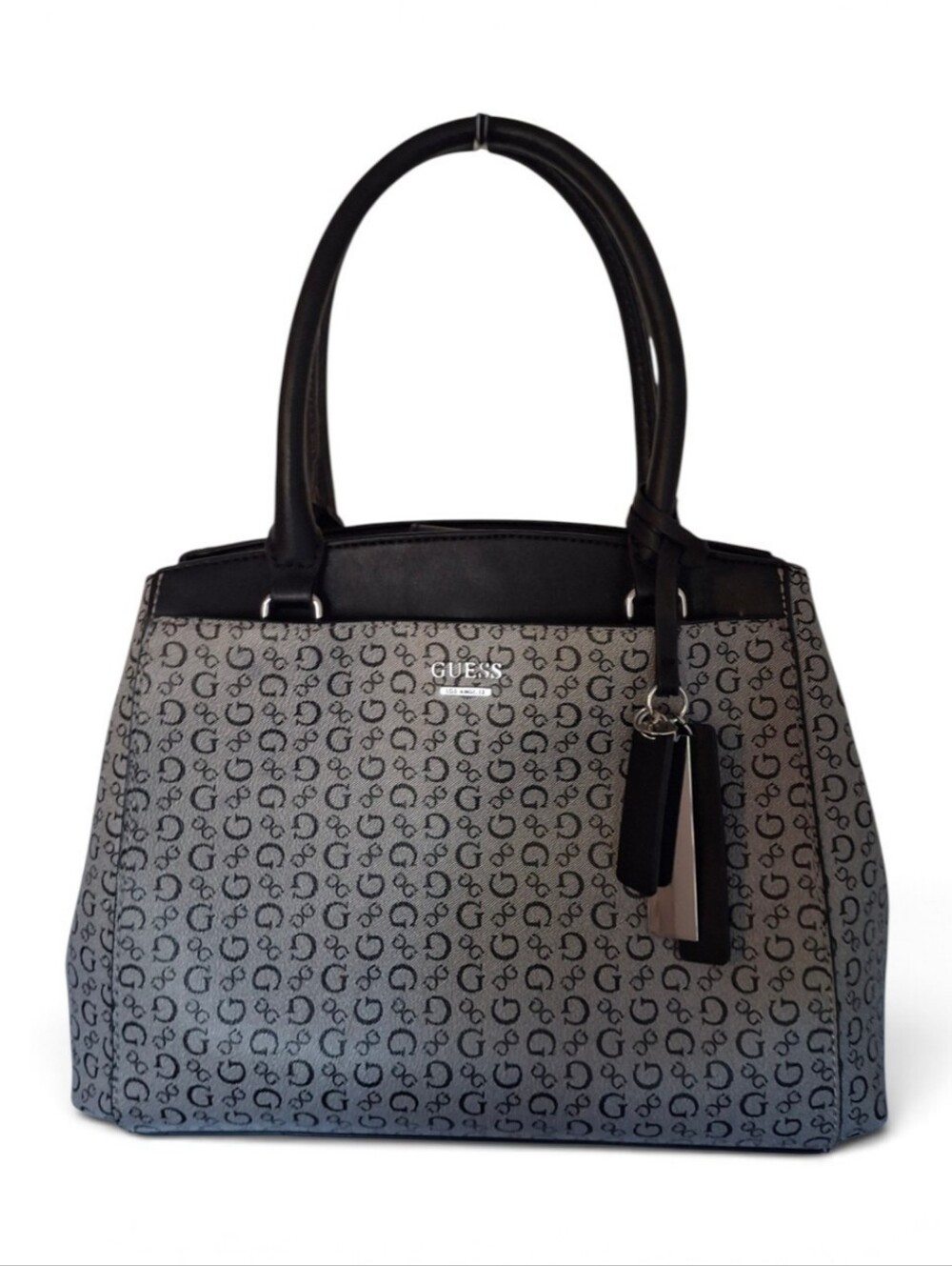 Guess Logo Gray And Black Satchel